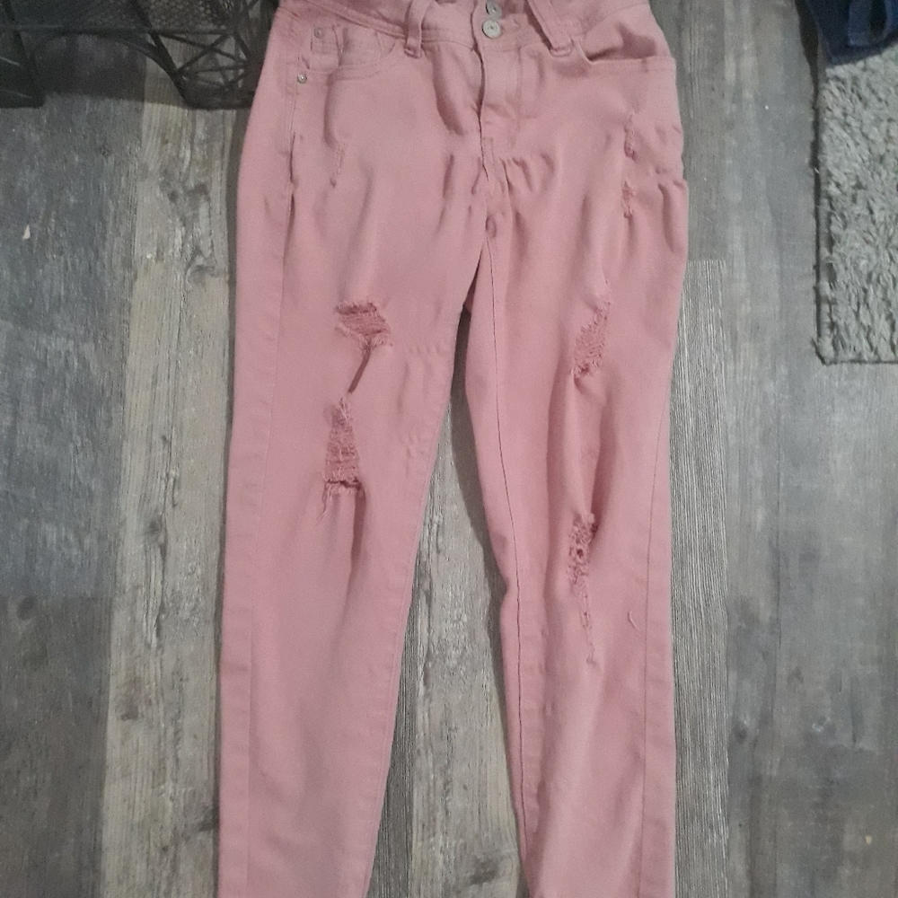 Wild Flower Pink Ripped Skinny Jeans